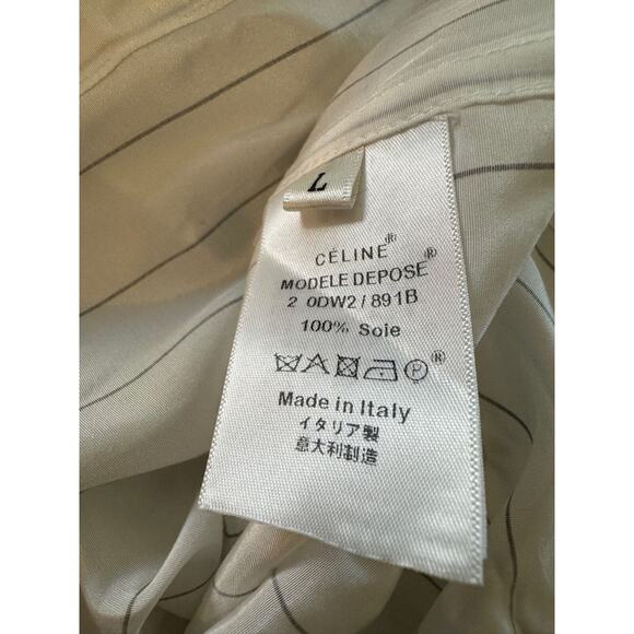 CELINE Striped Lavallière Shirt Dress SZ L - Picture 6 of 7